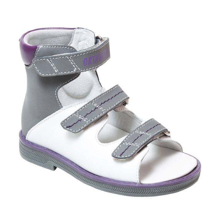 Сандали ортопедические Ортобум для девочек 71497-1 белый/серый