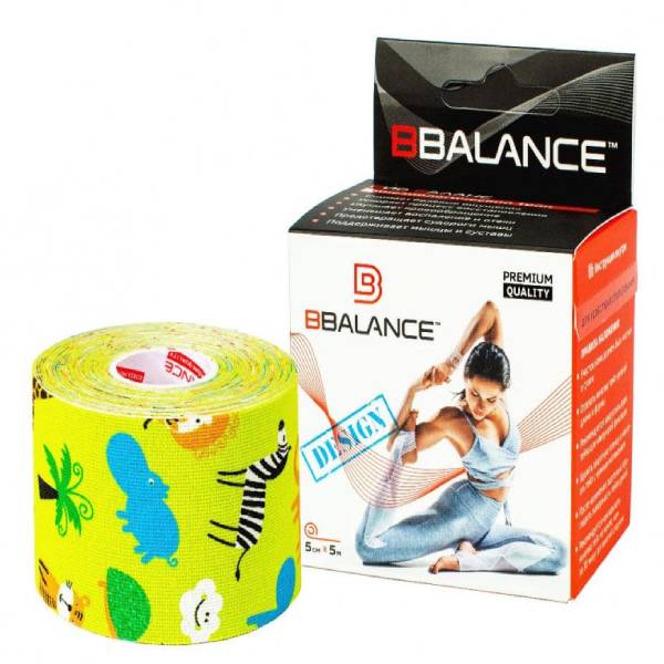 Кинезио тейп Bio Balance 5см х 5м смайлик сафари лайм .