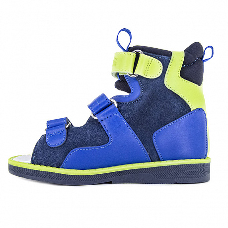 Сандали ортопедические Ортобум для мальчиков 71057-03 ярко-синий/салатовый. Изображение 2 из 5